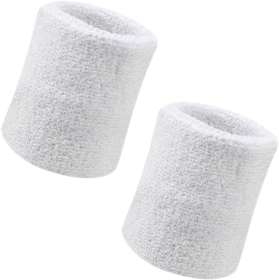 2 Pack 4 inch Wrist Bands Sweatbands Soft Thick Cotton Wrist Bands for…