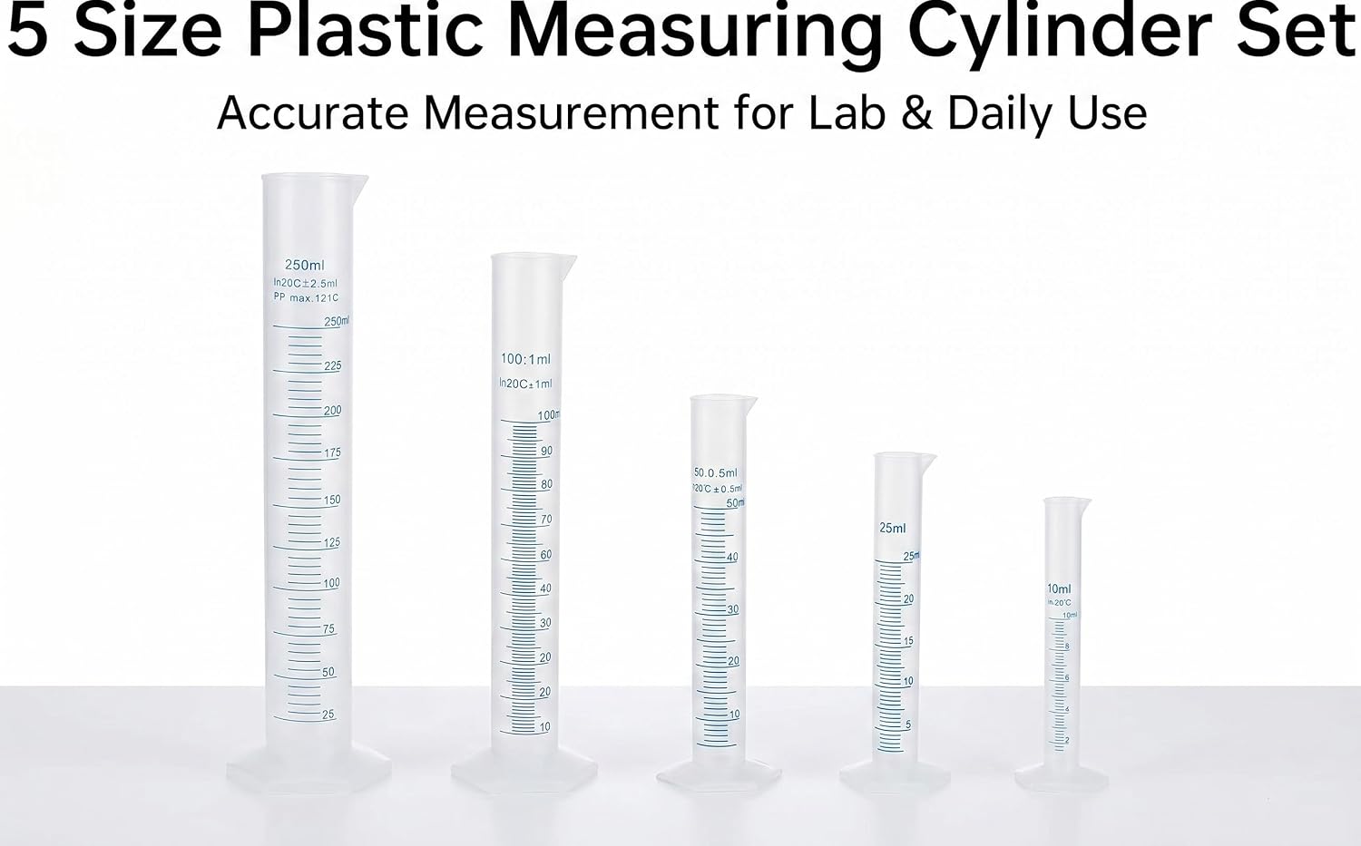 5pcs Plastic Graduated Cylinder Set