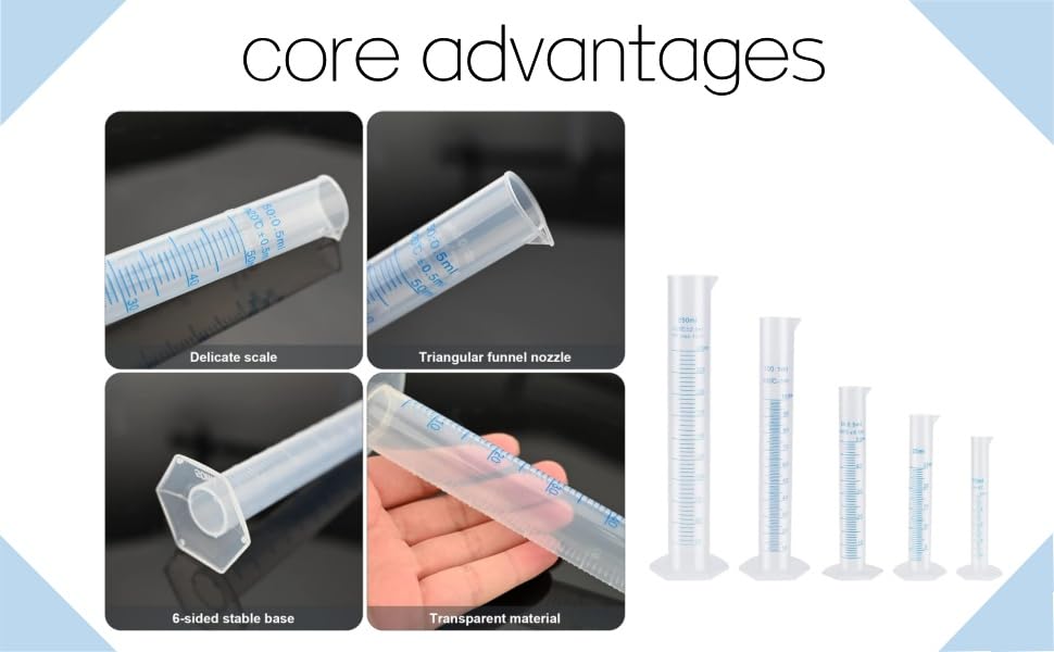 5pcs Plastic Graduated Cylinder Set