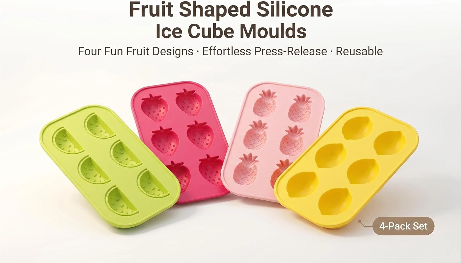 4-Pack Silicone Fruit Moulds 6-Cavity Chocolate Moulds