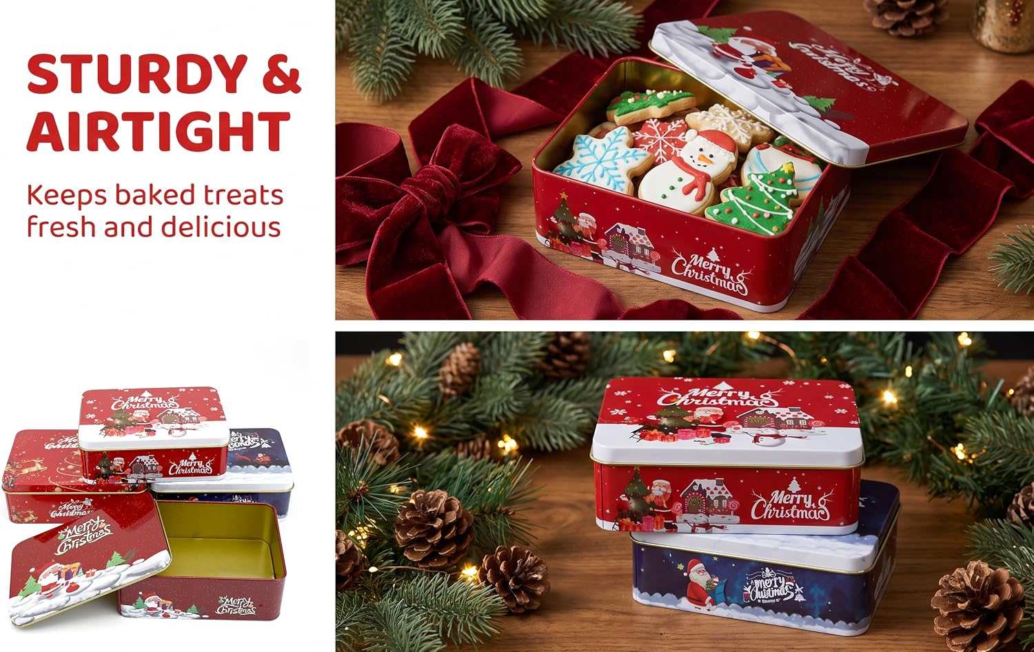 Christmas Biscuit Tins Set of 4