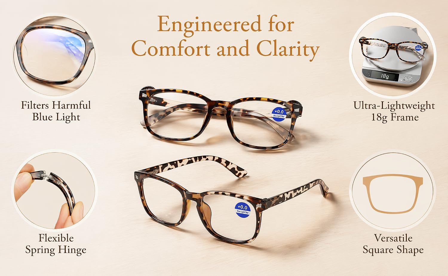 Anti-blue light flat lenses glasses
