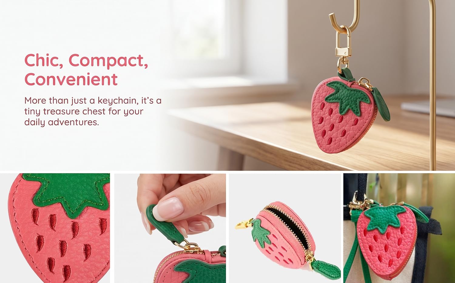 Mini Strawberry Coin Purse Keychain