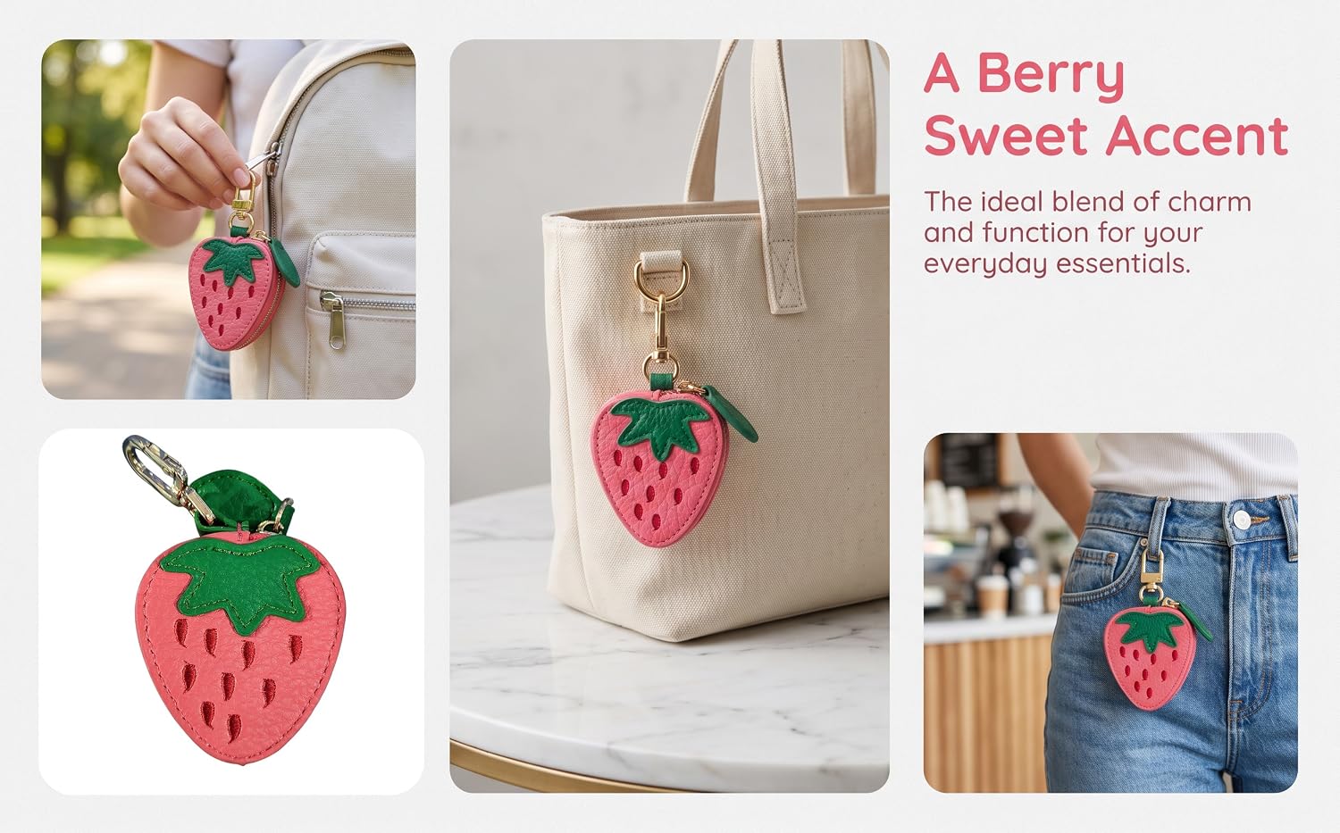 Mini Strawberry Coin Purse Keychain