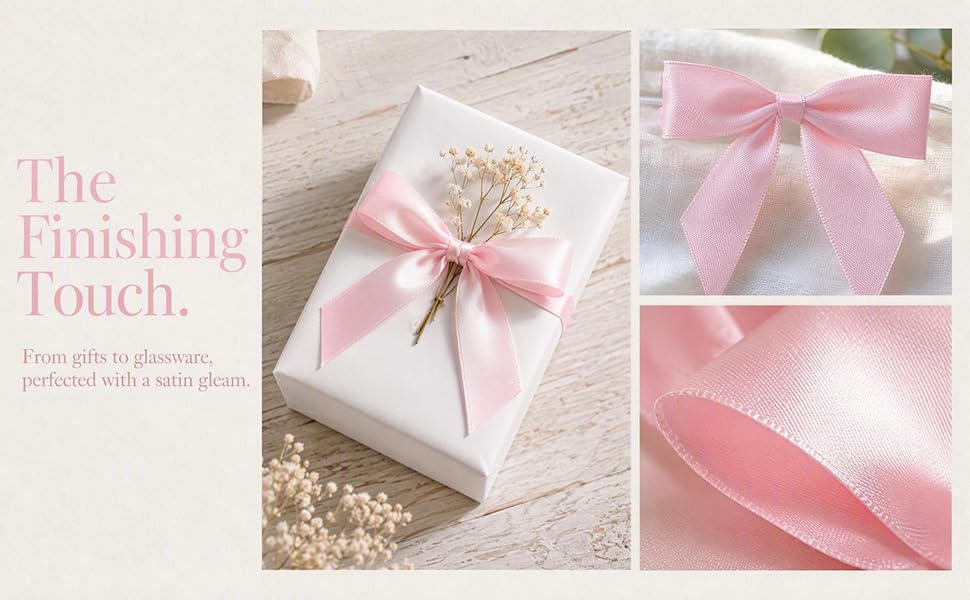 50 Pcs Light Pink Satin Gift Bows