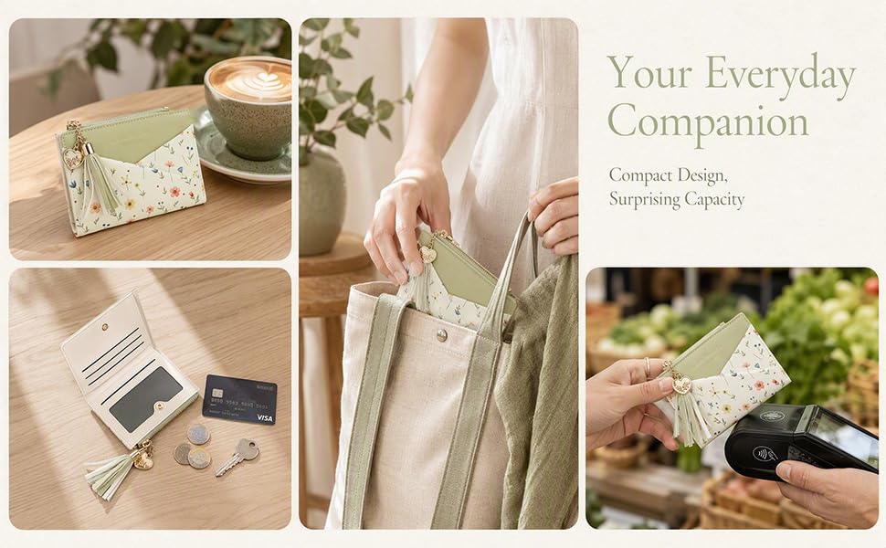 Small Green Floral Purse for Women