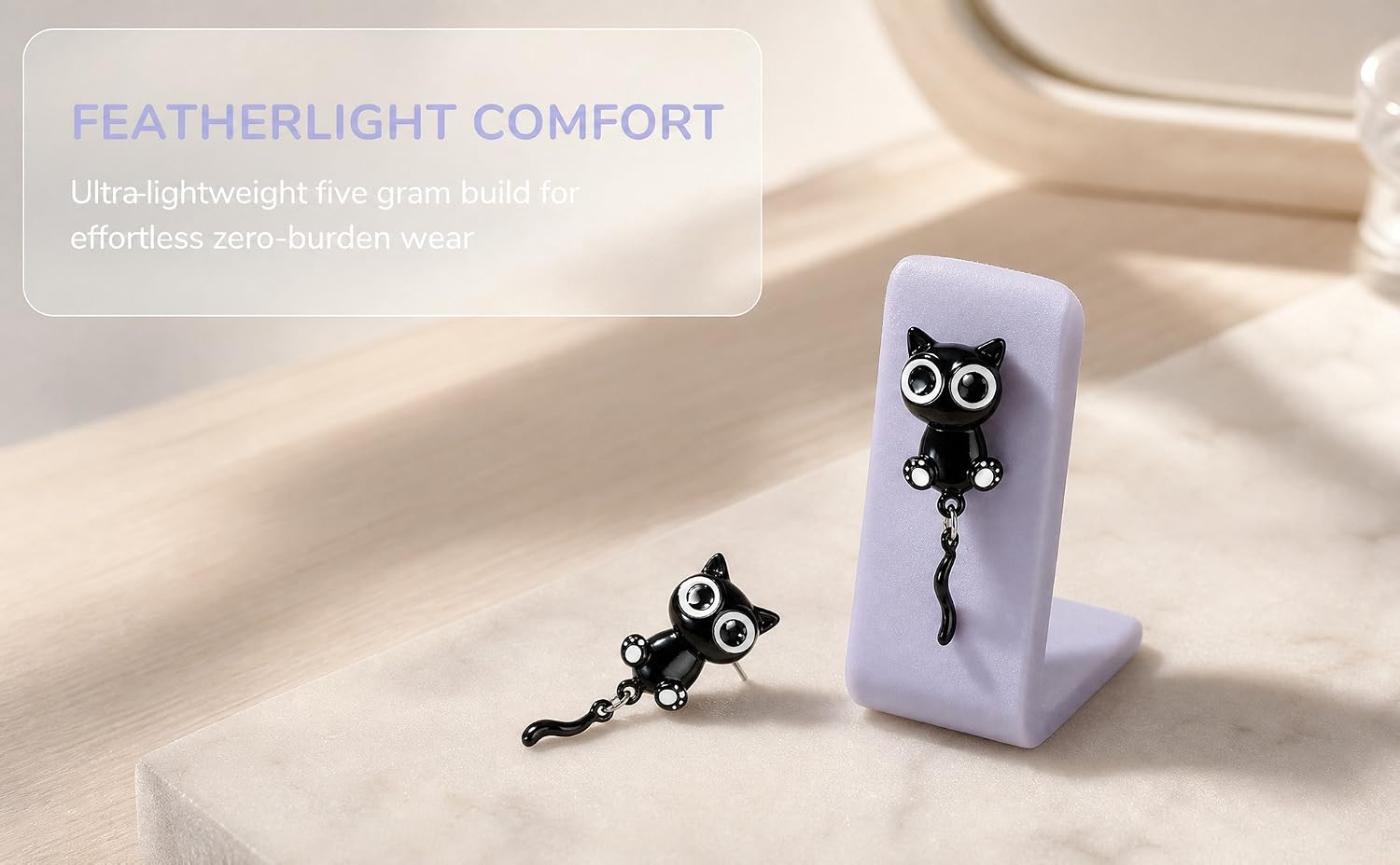 Black cat-shaped earrings 1 pair