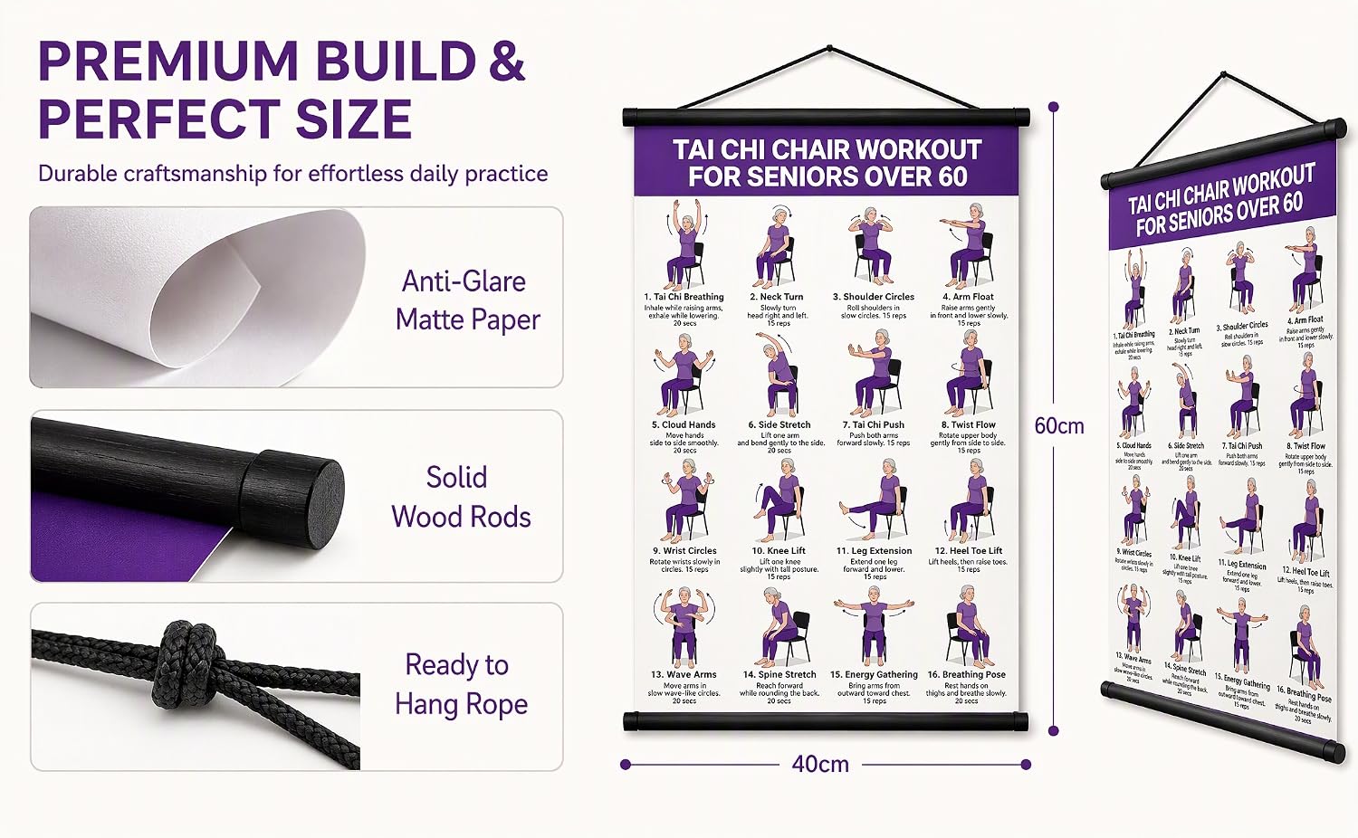 Tai Chi exercise poster wall hanging