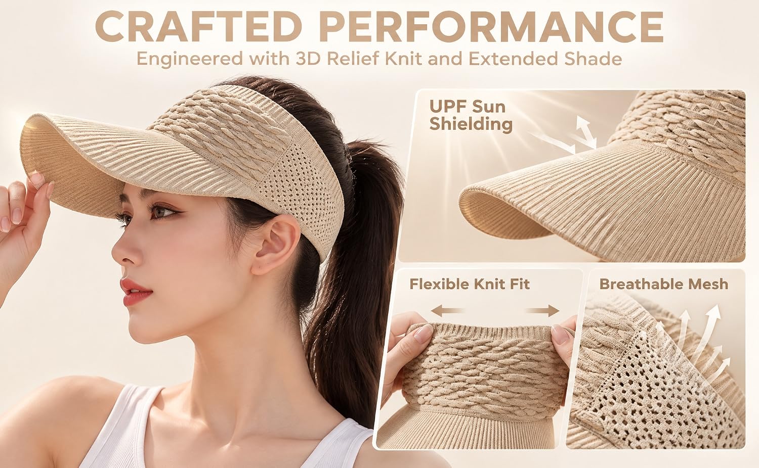 Lydia203 Two large-brimmed fish-scale knitted sun-protective caps with open tops
