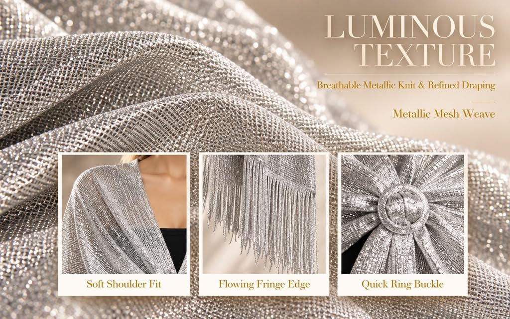 Lydia204 A silver tassel scarf